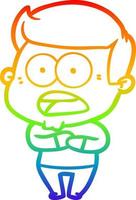 rainbow gradient line drawing cartoon shocked man vector