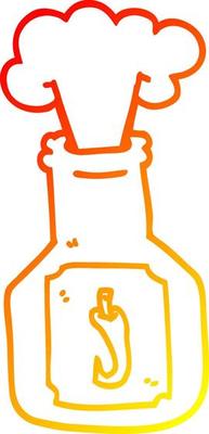 warm gradient line drawing cartoon hot chlli sauce