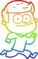 rainbow gradient line drawing cartoon happy man vector