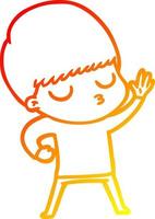 warm gradient line drawing cartoon calm boy vector