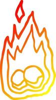 warm gradient line drawing cartoon spooky burning halloween coals vector