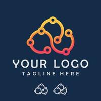 cloud tech color logo design vector