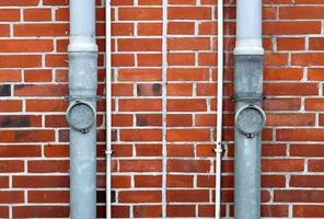 Old brick wall. Texture of old weathered brick wall panoramic background photo