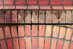 Old brick wall. Texture of old weathered brick wall panoramic background photo