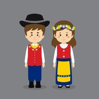 Couple Character Wearing Sweden National Dress