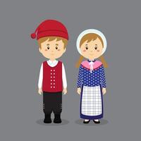 personaje de pareja con traje nacional de dinamarca vector