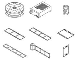 Filmstrip icons set vector outine