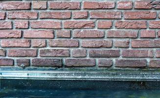 Old brick wall. Texture of old weathered brick wall panoramic background photo