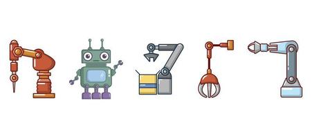 Robot icon set, cartoon style vector