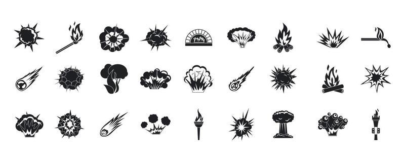 Fire icon set, simple style