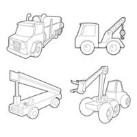 Truck icon set, outline style vector