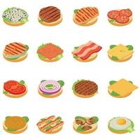 Nourishment icons set, isometric style vector