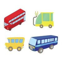 conjunto de iconos de autobús, estilo de dibujos animados vector