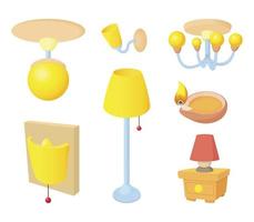 conjunto de iconos de luz de habitación, estilo de dibujos animados vector