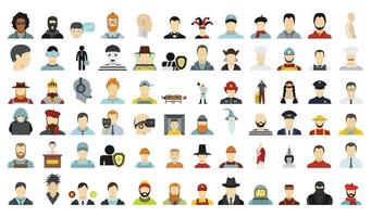 Man avatar icon set, flat style vector