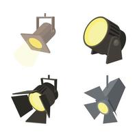 Spotlight icon set, cartoon style vector