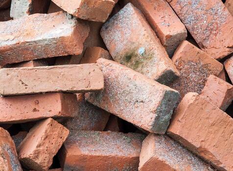primer plano de la pila de ladrillos foto