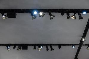 The electric bulb system on the truss metal frame with the canvas ceiling. photo