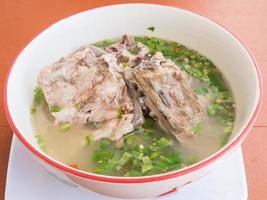 Boiled pork spine with the chilli and lime. photo