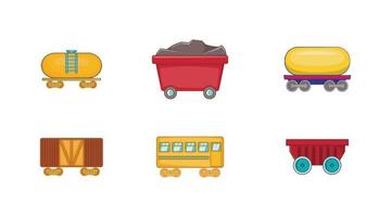 Wagon icon set, cartoon style vector