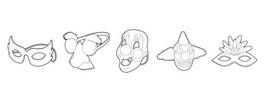 conjunto de iconos de máscara, estilo de esquema vector