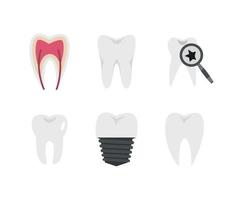 Tooth icon set, flat style vector