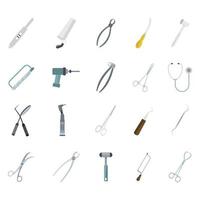 Medical tools icon set, flat style vector