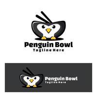 Cute Penguin bowl art illustration vector