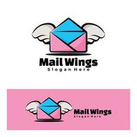 Cute mail wings art illustration vector