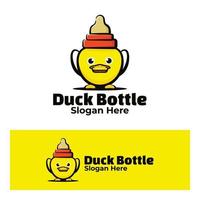 Cute duck bottle art illustration vector