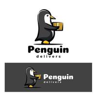 Cute penguin delivers art illustration vector