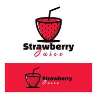 cute strawberry juice creative art vector