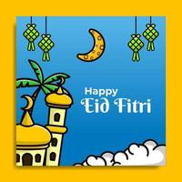 cute eid fitri islamic background illustration vector