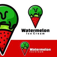 cute logo watermelon ice cream art illustration vector