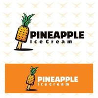 ilustración de logotipo de helado de piña vector