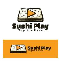 juego de sushi con ilustración de arte de madera vector