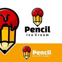 logo pencil ice cream art illustration vector