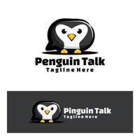 linda ilustración de arte de charla de pingüino vector