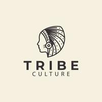 diseño de logotipo tribal en ilustración de símbolo de icono de vector minimalista negro