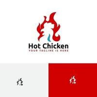 pollo caliente llama fuego gallo comida restaurante logo vector