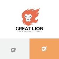 Great Lion Fire Flame Mane Hair Strong Animal Zoo Logo vector
