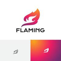 Hot Fire Red Leaf Flaming Simple Business Logo vector