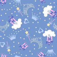 Princess castle repeat seamless pattern vector