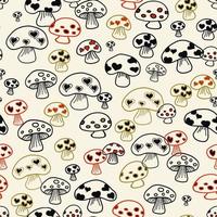 Mushroom seamless repeat all over pattern vector