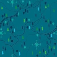 Hiking map seamless repeat pattern print vector