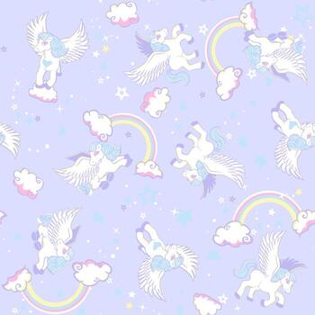 Unicorn seamless repeat pattern print vector