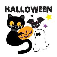Halloween black cat isolated icon vector
