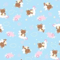 Cute bear fairy seamless pattern vector