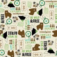 Bear adventure seamless repeat pattern vector