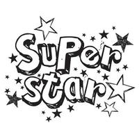 Sketchy super star wording isolated vector icon